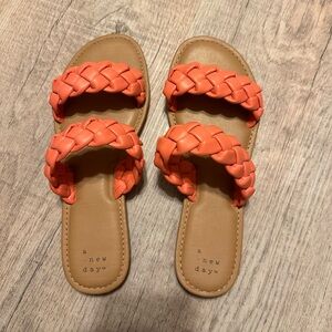 A New Day Vibrant Orange Braided Slides